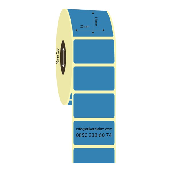 Eczane - İlaç Etiketi25mm x 12mm Mavi Renk Kuşe İlaç Etiketi