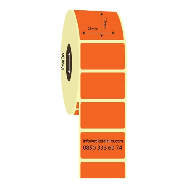 Eczane - İlaç Etiketi25mm x 12mm Turuncu Renk Kuşe İlaç Etiketi