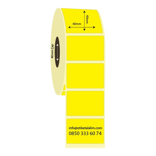 Eczane - İlaç Etiketi60mm x 40mm Eco Termal Sarı İlaç Etiketi
