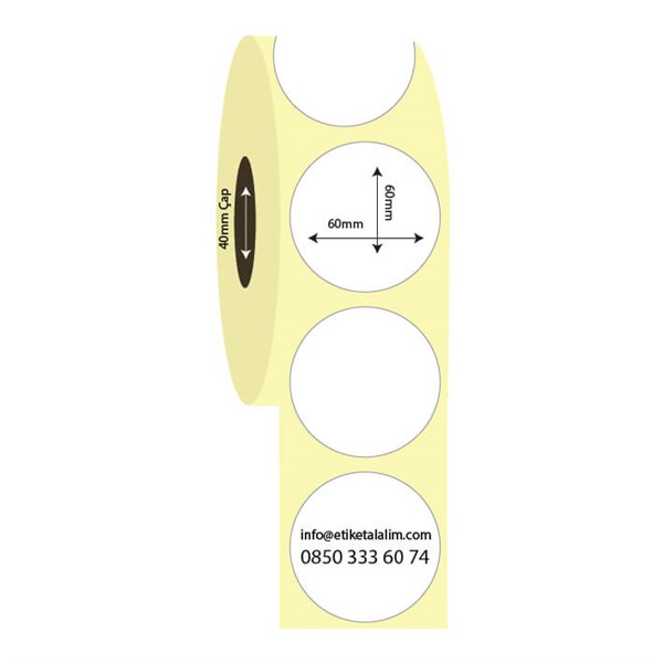 Kuşe Etiket (Sticker)60mm x 60mm Oval Kuşe Etiket (Sticker)