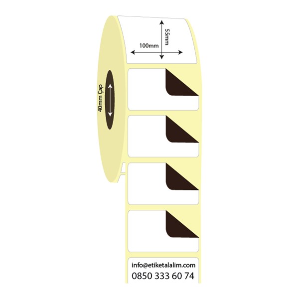 Kuşe Sürsajlı-Örtücü Etiket (sticker)100mm x 55mm Kuşe Sürsajlı Etiket