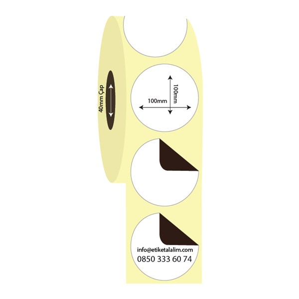 Kuşe Sürsajlı-Örtücü Etiket (sticker)100mm x 100mm Oval Kuşe Sürsajlı Etiket