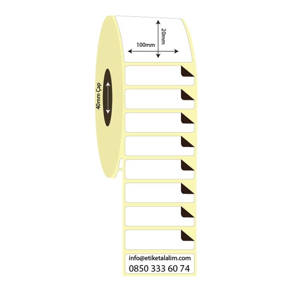 Kuşe Sürsajlı-Örtücü Etiket (sticker)100mm x 20mm Kuşe Sürsajlı Etiket