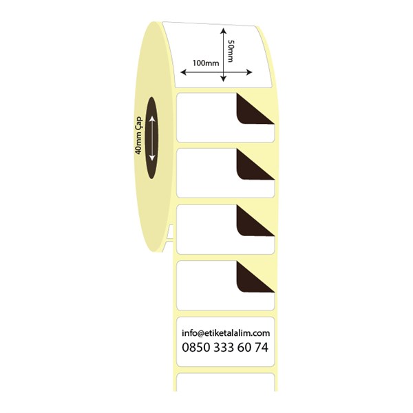 Kuşe Sürsajlı-Örtücü Etiket (sticker)100mm x 50mm Kuşe Sürsajlı Etiket