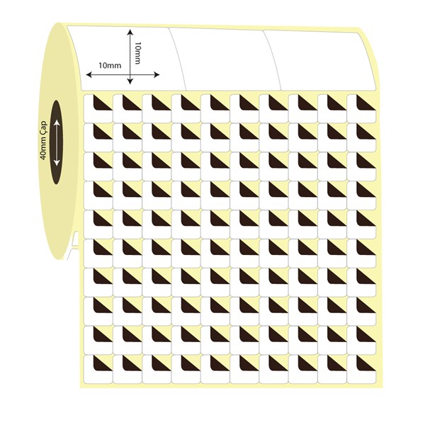 Kuşe Sürsajlı-Örtücü Etiket (sticker)10mm x 10mm 10'lu Bitişik Kuşe Sürsajlı Etiket