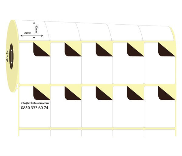 Kuşe Sürsajlı-Örtücü Etiket (sticker)20mm x 40mm 5'li Bitişik Kuşe Sürsajlı Etiket
