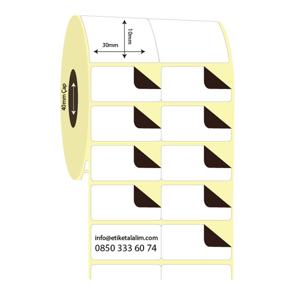Kuşe Sürsajlı-Örtücü Etiket (sticker)30mm x 10mm 2'li Bitişik Kuşe Sürsajlı Etiket