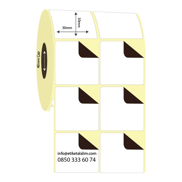 Kuşe Sürsajlı-Örtücü Etiket (sticker)30mm x 30mm 2'li Ara Boşluklu Kuşe Sürsajlı Etiket
