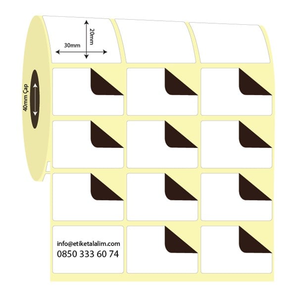 Kuşe Sürsajlı-Örtücü Etiket (sticker)30mm x 20mm 3'lü Ara Boşluklu Kuşe Sürsajlı Etiket