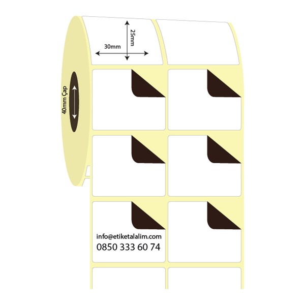 Kuşe Sürsajlı-Örtücü Etiket (sticker)30mm x 25mm 2'li Ara Boşluklu Kuşe Sürsajlı Etiket