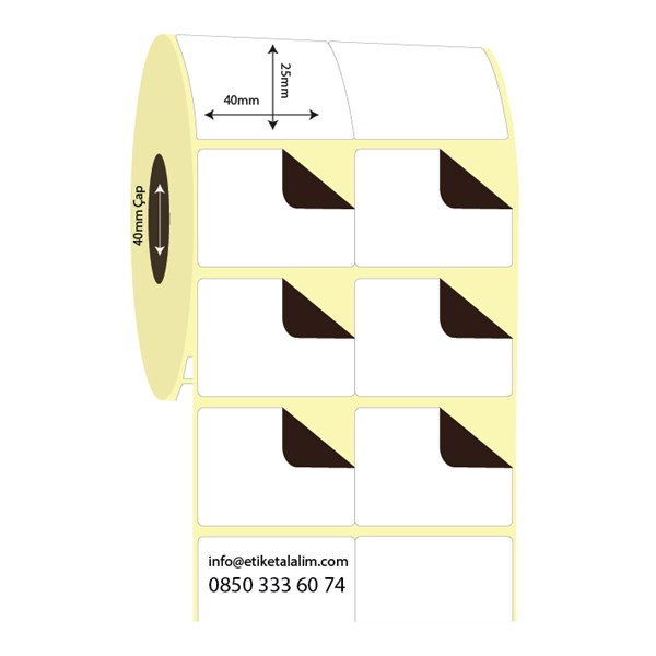 Kuşe Sürsajlı-Örtücü Etiket (sticker)40mm x 25mm 2'li Bitişik Kuşe Sürsajlı Etiket