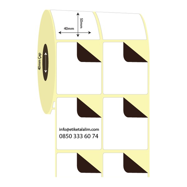 Kuşe Sürsajlı-Örtücü Etiket (sticker)40mm x 50mm 2'li Ara Boşluk Kuşe Sürsajlı Etiket