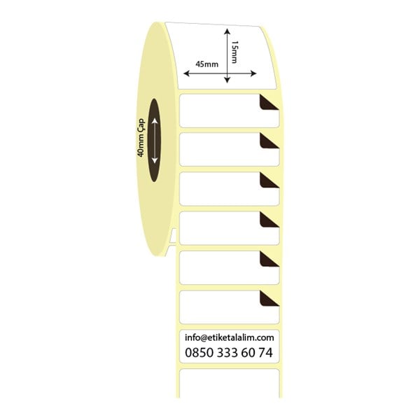 Kuşe Sürsajlı-Örtücü Etiket (sticker)45mm x 15mm Kuşe Sürsajlı Etiket