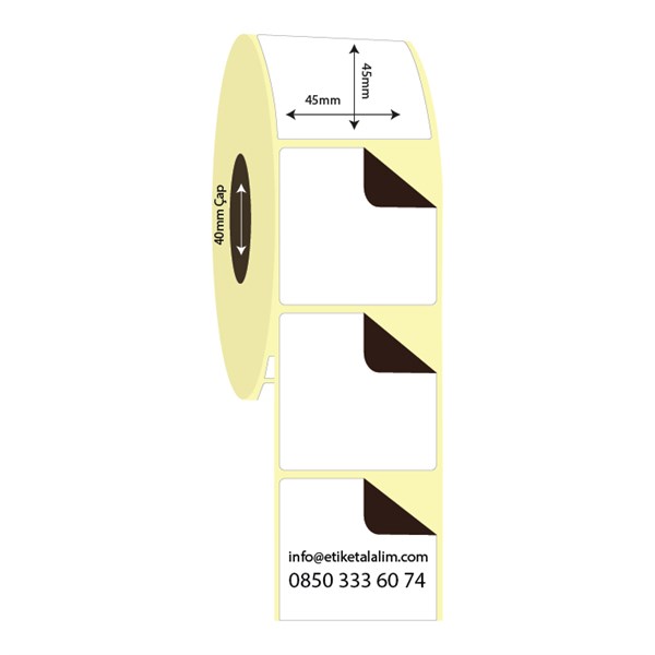 Kuşe Sürsajlı-Örtücü Etiket (sticker)45mm x 45mm Kuşe Sürsajlı Etiket