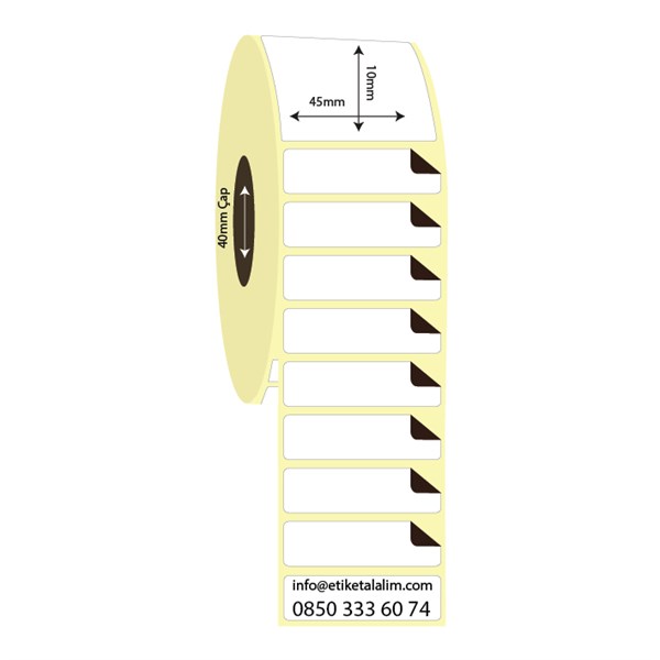Kuşe Sürsajlı-Örtücü Etiket (sticker)45mm x 10mm Kuşe Sürsajlı Etiket