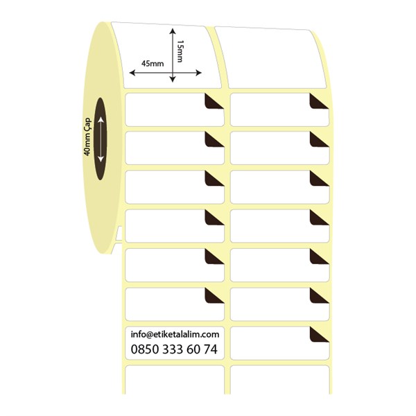 Kuşe Sürsajlı-Örtücü Etiket (sticker)45mm x 15mm 2'li Ara Boşluklu Kuşe Sürsajlı Etiket