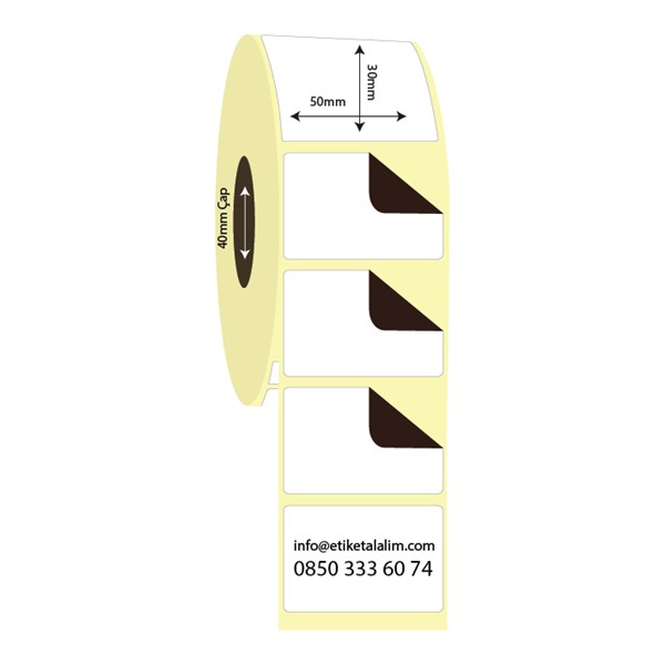 Kuşe Sürsajlı-Örtücü Etiket (sticker)50mm x 30mm Kuşe Sürsajlı Eitket