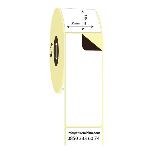 Kuşe Sürsajlı-Örtücü Etiket (sticker)50mm x 150mm Kuşe Sürsajlı Etiket