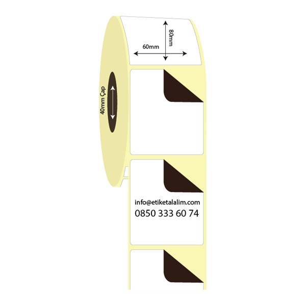 Kuşe Sürsajlı-Örtücü Etiket (sticker)60mm x 80mm Kuşe Sürsajlı Etiket