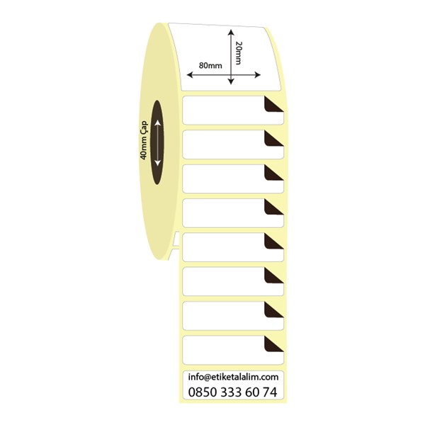 Kuşe Sürsajlı-Örtücü Etiket (sticker)80mm x 20mm Kuşe Sürsajlı Etiket