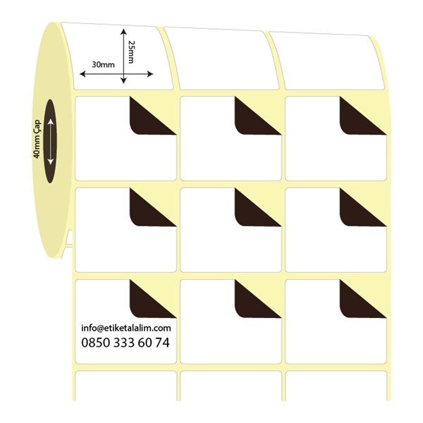 Termal Sürsajlı-Örtücü Etiket (sticker)30mm x 25mm 3'lü Ara Boşluklu  Termal Sürsajlı Etiket