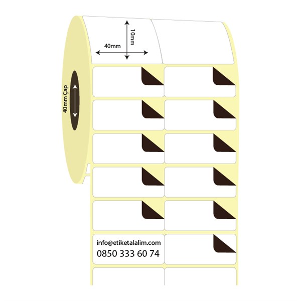 Termal Sürsajlı-Örtücü Etiket (sticker)40mm x 10mm 2'li Bitişik Termal Sürsajlı Etiket