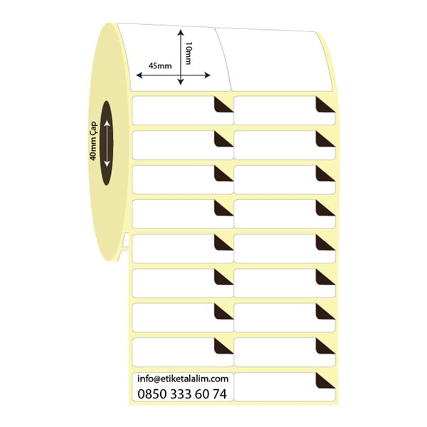 Termal Sürsajlı-Örtücü Etiket (sticker)45mm x 10mm 2'li Bitişik Termal Sürsajlı Etiket