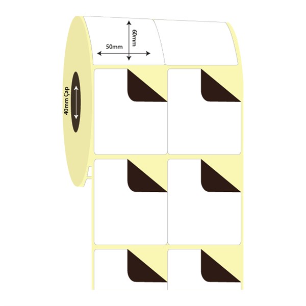 Termal Sürsajlı-Örtücü Etiket (sticker)50mm x 60mm 2'li Bitişik Termal Sürsajlı Etiket