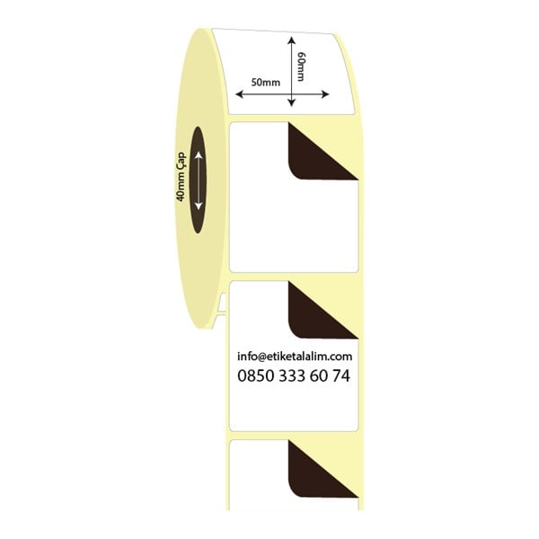 Termal Sürsajlı-Örtücü Etiket (sticker)50mm x 60mm Termal Sürsajlı Etiket