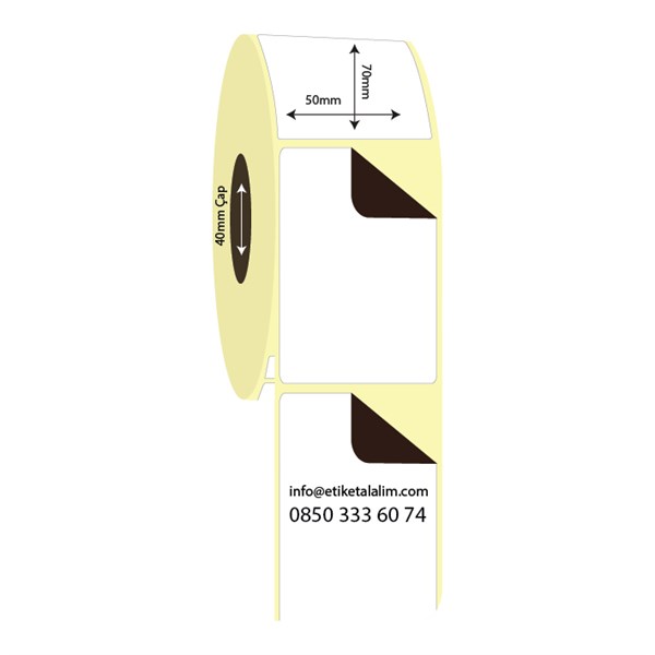 Termal Sürsajlı-Örtücü Etiket (sticker)50mm x 70mm Termal Sürsajlı Etiket