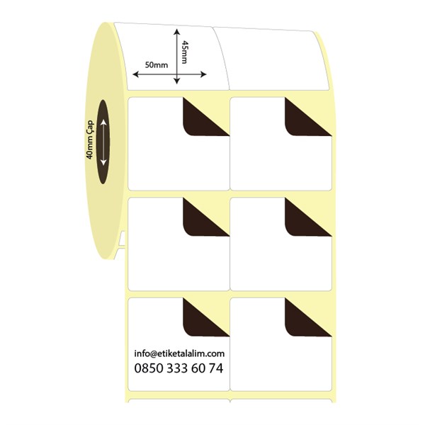 Termal Sürsajlı-Örtücü Etiket (sticker)50mm x 45mm 2'li Bitişik Termal Sürsajlı Etiket