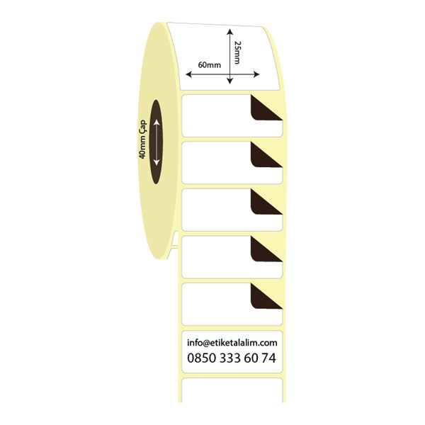 Termal Sürsajlı-Örtücü Etiket (sticker)60mm x 25mm Termal Sürsajlı Etiket
