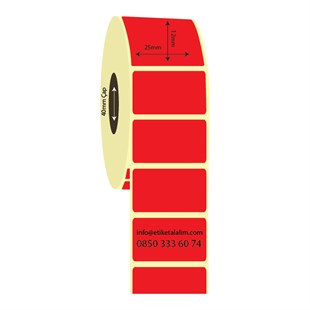 25mm x 12mm Kırmızı Renk Kuşe İlaç Etiketi