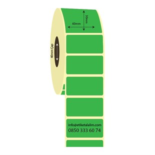 60mm x 30mm Kuşe Yeşil Renk İlaç Etiketi