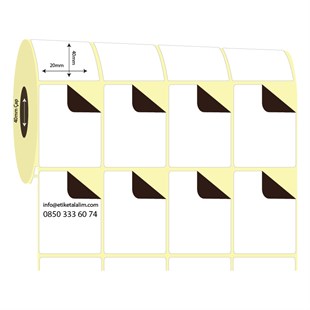 Kuşe Sürsajlı-Örtücü Etiket (sticker)20mm x 40mm 4'lü Ara Boşluklu Kuşe Sürsajlı Etiket