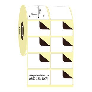 Kuşe Sürsajlı-Örtücü Etiket (sticker)30mm x 20mm 2'li Ara Boşluklu Kuşe Sürsajlı Etiket