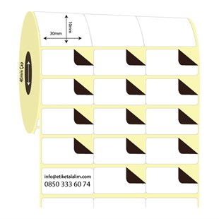 Kuşe Sürsajlı-Örtücü Etiket (sticker)30mm x 10mm 3'lü Bitişik Kuşe Sürsajlı Etiket