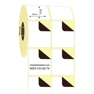 Kuşe Sürsajlı-Örtücü Etiket (sticker)30mm x 45mm 2'li Ara Boşluklu Kuşe Sürsajlı Etiket