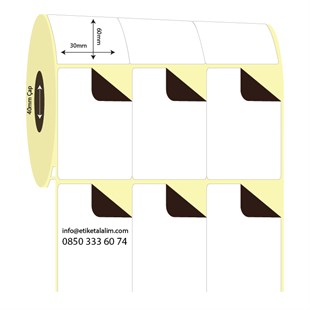 Kuşe Sürsajlı-Örtücü Etiket (sticker)30mm x 60mm 3'lü Bitişik Kuşe Sürsajlı Etiket