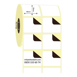 Kuşe Sürsajlı-Örtücü Etiket (sticker)40mm x 30mm 2'li Ara Boşluklu Kuşe Sürsajlı Etiket