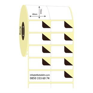 Kuşe Sürsajlı-Örtücü Etiket (sticker)40mm x 15mm 2'li Bitişik Kuşe Sürsajlı Etiket