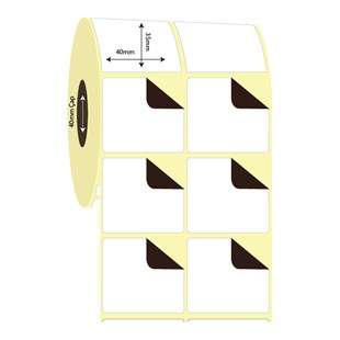 Kuşe Sürsajlı-Örtücü Etiket (sticker)40mm x 35mm 2'li Ara Boşluklu Kuşe Sürsajlı Etiket