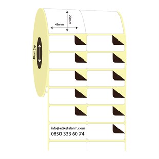 Kuşe Sürsajlı-Örtücü Etiket (sticker)45mm x 20mm 2'li Bitişik Kuşe Sürsajlı Etiket