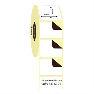 Kuşe Sürsajlı-Örtücü Etiket (sticker)50mm x 35mm Kuşe Sürsajlı Etiket