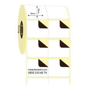 50mm x 40mm 2li Bitişik Kuşe Sürsajlı Etiket