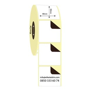 Kuşe Sürsajlı-Örtücü Etiket (sticker)80mm x 80mm Kuşe Sürsajlı Etiket