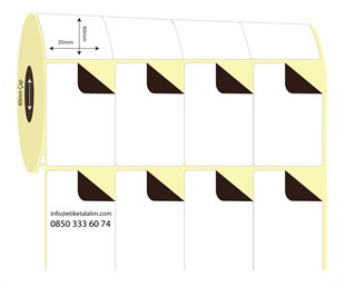 Termal Sürsajlı-Örtücü Etiket (sticker)20mm x 40mm 4'lü Bitişik Termal Sürsajlı Etiket