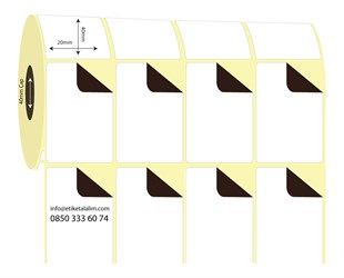 Termal Sürsajlı-Örtücü Etiket (sticker)20mm x 40mm 4'lü Ara Boşluklu Termal Sürsajlı Etiket