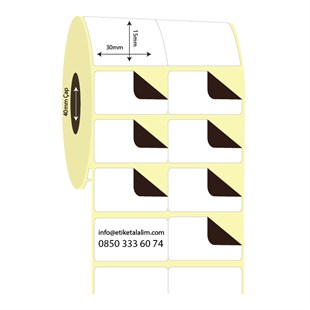 Termal Sürsajlı-Örtücü Etiket (sticker)30mm x 15mm 2'li Bitişik Termal Sürsajlı Etiket