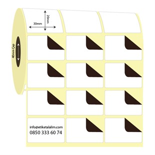 Termal Sürsajlı-Örtücü Etiket (sticker)30mm x 20mm 3'lü Ara Boşluklu Termal Sürsajlı Etiket